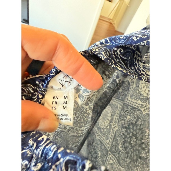 Birch and Stone Blue White Paisley Print Mini Dress Sleeveless Open Back SIze M - Picture 6 of 6